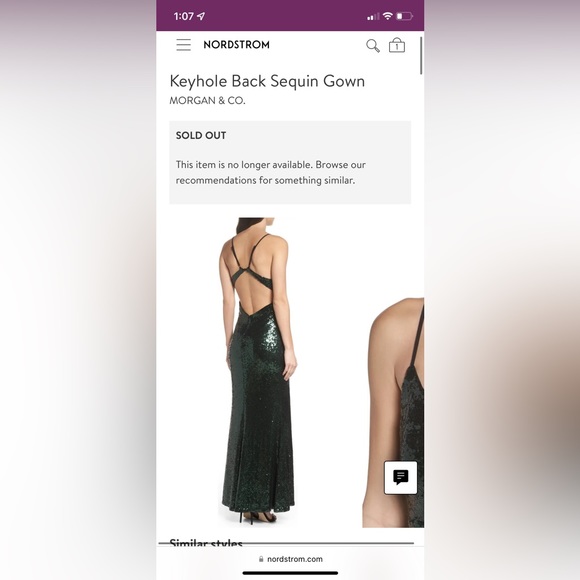 Morgan & Co Long Keyhole back Green Sequin Dress Size 3 - Picture 8 of 11